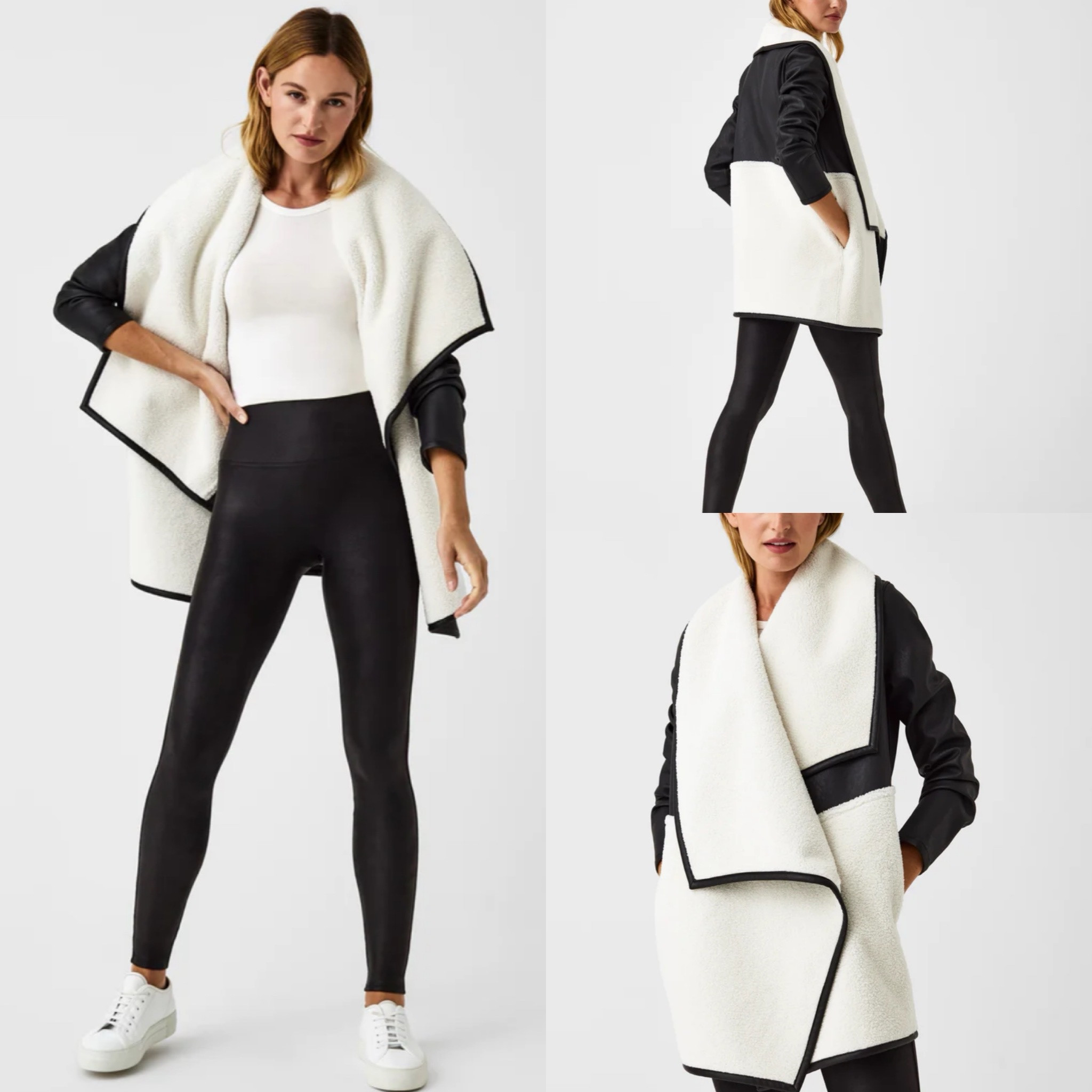 Fleece Leather Long Wrap Jacket curated on LTK