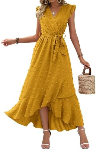 BTFBM Boho Dresses for Women 2026 Summer Fashion Cap Sleeve Swiss Dot Flowy Ruffle Beach Wedding ... | Amazon (US)