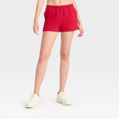 Women's High-Rise Fleece Shorts - Wild Fable™ Cherry Red XXS | Target