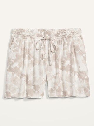 High-Waisted Printed Linen-Blend Plus-Size Shorts -- 5-inch inseam | Old Navy (US)