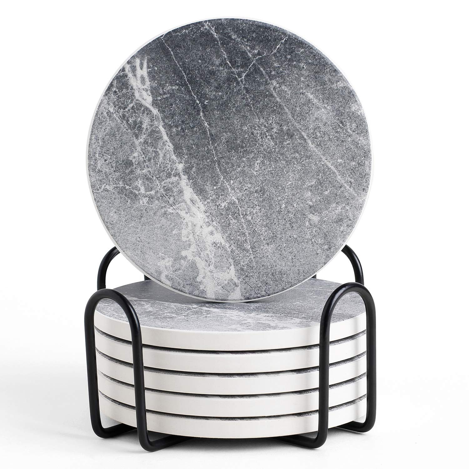 LIFVER Coasters for Drinks Absorbent, Ceramic Coasters Set of 6 with Cork Base, Protect Wooden Table | Amazon (US)