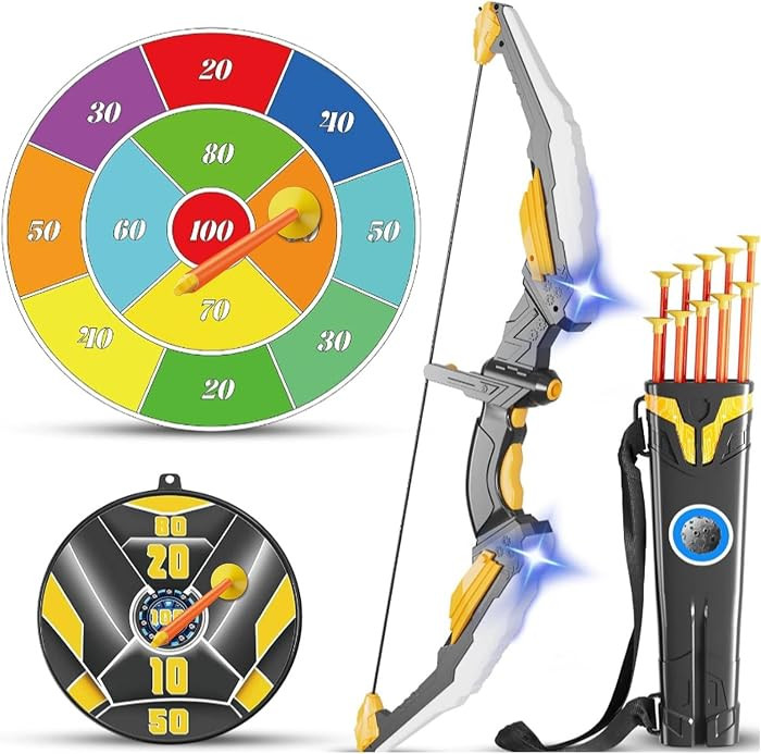 Kids Bow and Arrow Set LED Light Up Archery Set with 10 Suction Cup Arrows, 2 Archery Targets Ind... | Amazon (US)