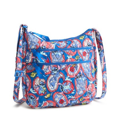 Vera Bradley Women's Disney Lilo and Stitch Cotton Trio Zip Hipster Crossbody Bag Stitch Monstera Paisley | Target