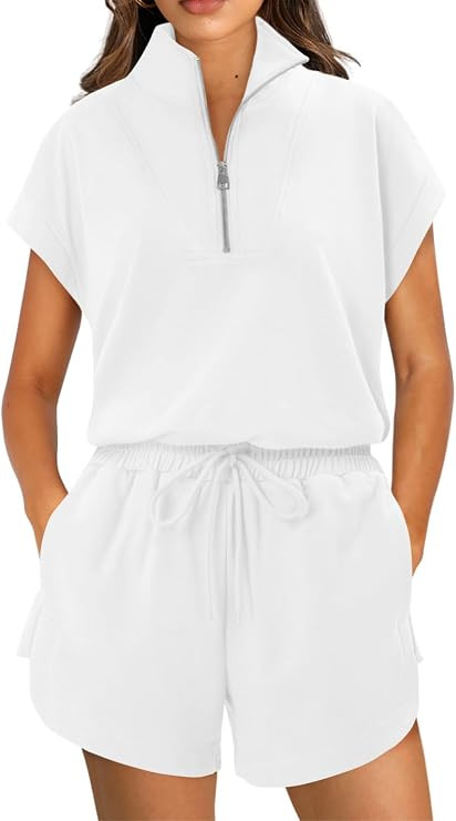 KISSMODA Two Piece Sets for Women Sweatsuit Casual Tracksuits Short Sleeve Tops and Shorts 2026 L... | Amazon (US)