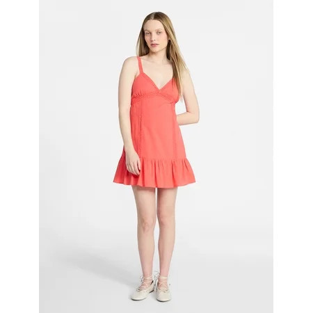 No Boundaries Lace Trim Cotton Mini Dress Women s XXS-XXL | Walmart (US)