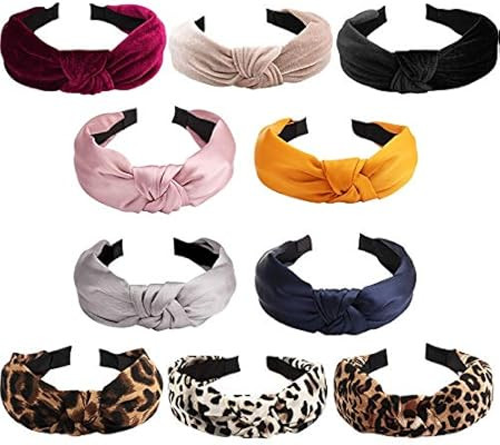 Ondder Knotted Headbands for Women Wide Headband 10 Pack Top Knot Hair Bands for Women's Hair Thi... | Amazon (US)