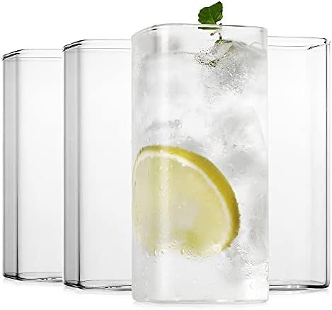 Amazon.com | LUXU Drinking Glasses 13 oz,Thin Square Glasses Set of 4,Elegant Bar Glassware For W... | Amazon (US)