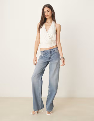 JDY - Tall - Western jeans met wijde pijpen en studs in lichtblauwe wassing     | ASOS | ASOS (Global)