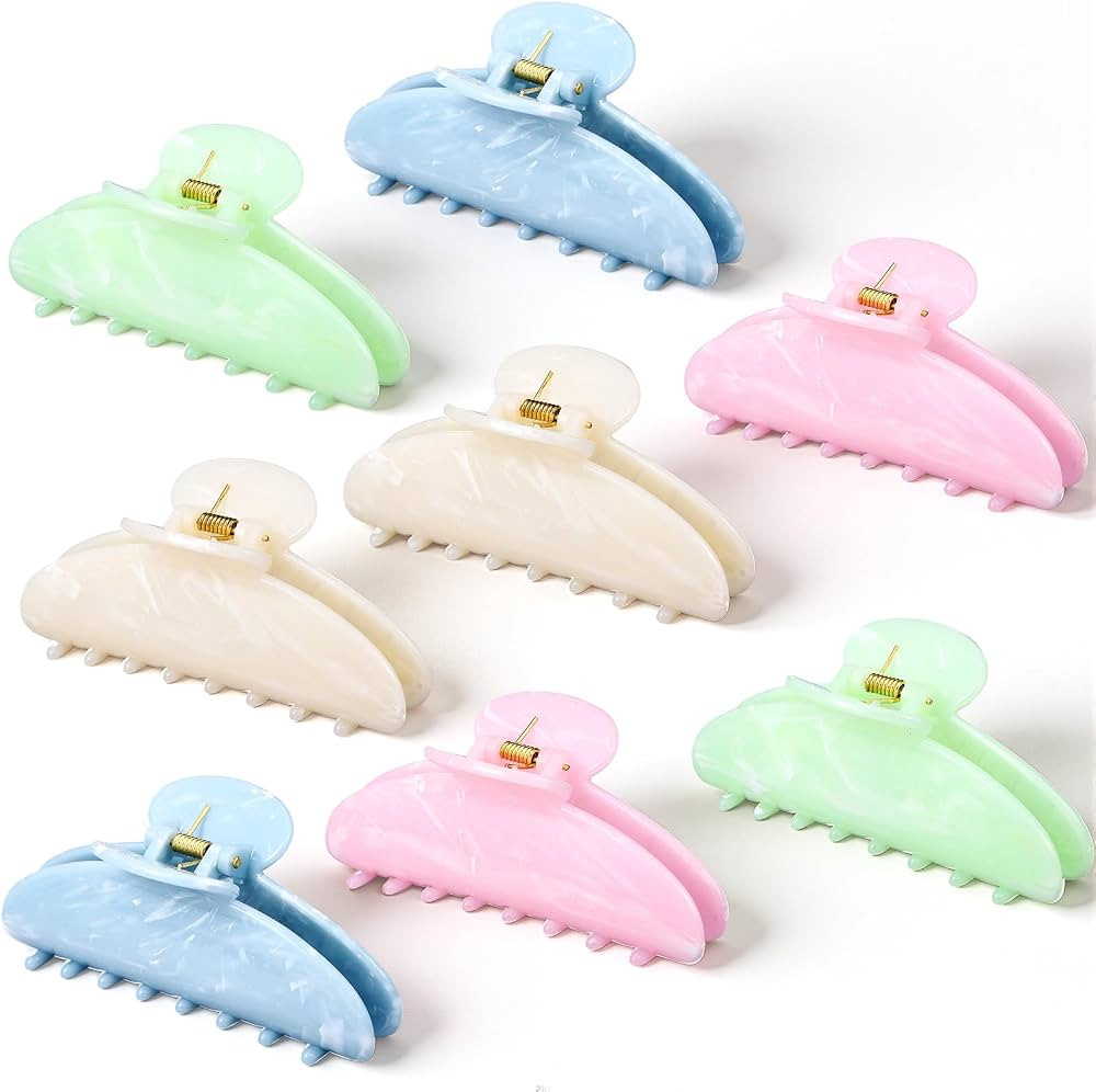 8 Pcs Large Acrylic Hair Claw Clips for Women Non slip Strong Hold Clamps for Thick and Thin Hair... | Amazon (US)