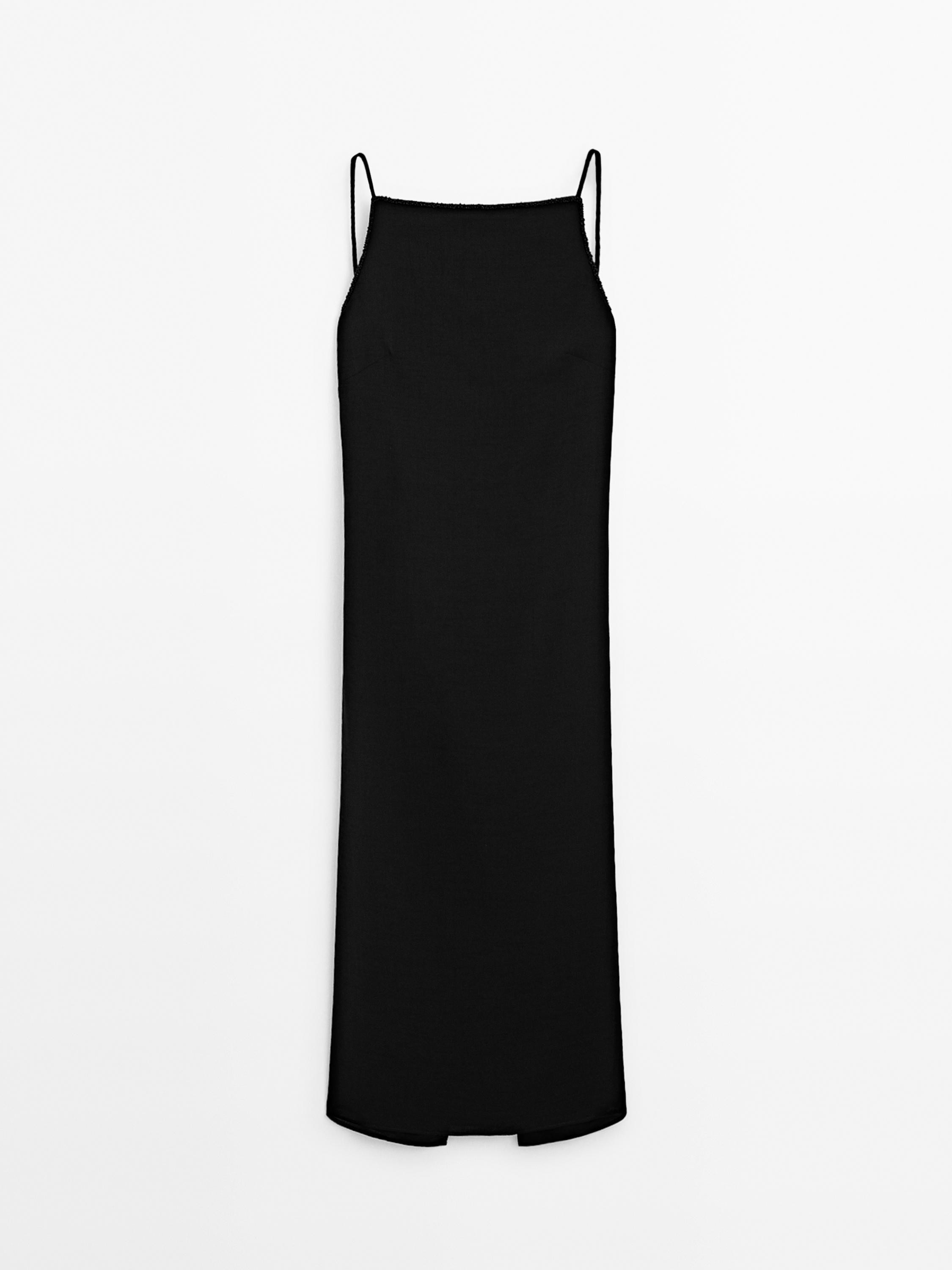 Long dress with rhinestone detail | Massimo Dutti US