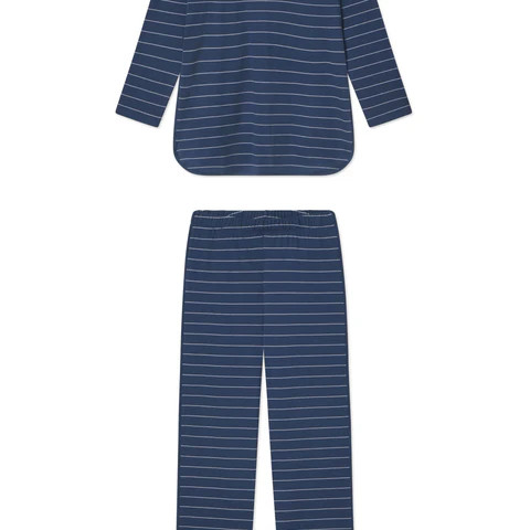 Pima Long-Long Set in Navy Boating Stripe | Lake Pajamas