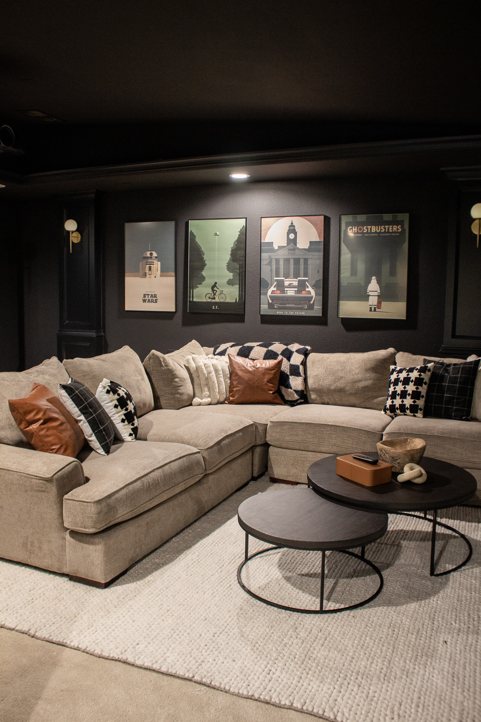 This cozy basement media room has become one of my favorite spots. The oversized sectional, layered throw pillows, warm textures, and modern movie-themed wall art make it the perfect mix of comfort and style. Linking the exact pieces and look-alike options to help you recreate this neutral, modern space in your own home.

#LTKHome #LTKHoliday #LTKSeasonal