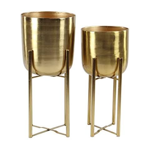 Serene Spaces Living Tall Gold Planter with Detachable Metal Stand, Decorative Indoor Planter Pot... | Amazon (US)