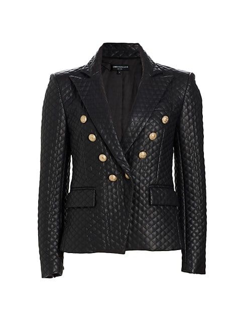 Angie Double-Breasted Vegan Leather Blazer | Saks Fifth Avenue