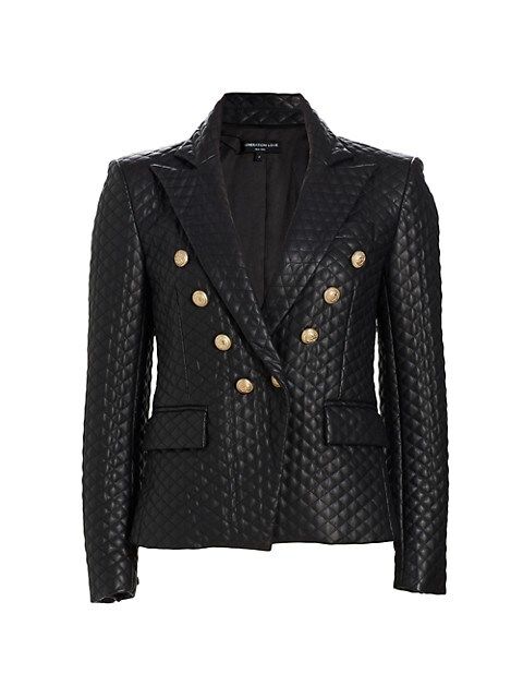 Angie Double-Breasted Vegan Leather Blazer | Saks Fifth Avenue