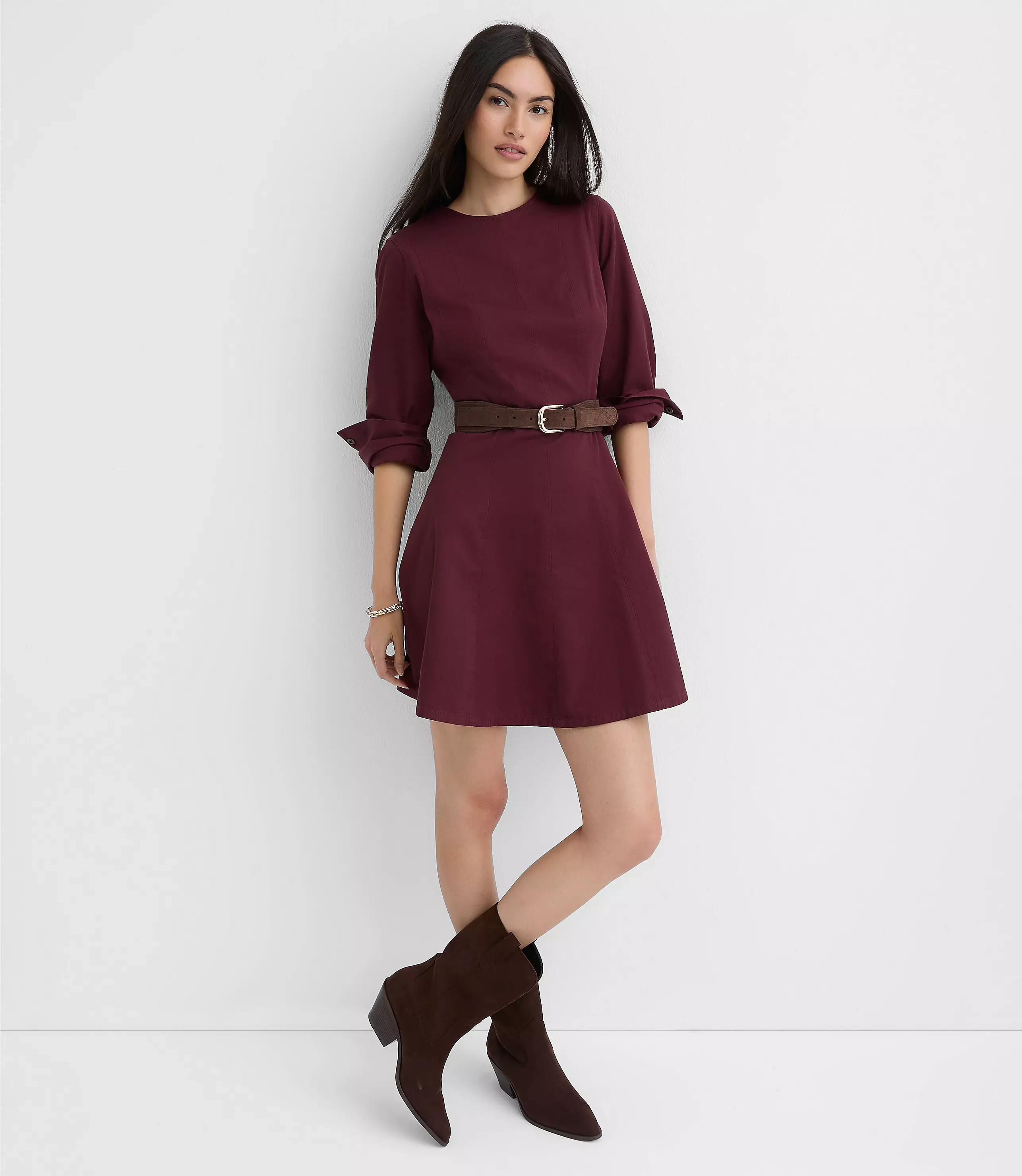 Seamed Barrel Sleeve Mini Dress | LOFT