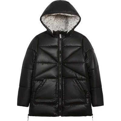 LONDON FOG Little Girls' Heavyweight Faux Fur Lined Hooded Winter Jacket, Black, 6X | Target