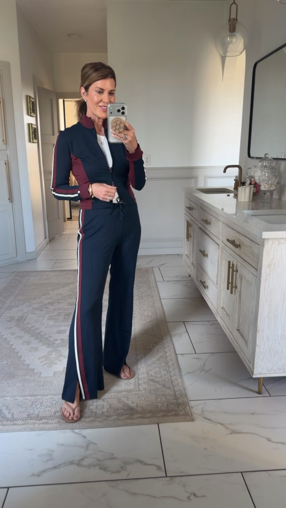 Wearing a size medium in the striped slim-fit track jacket and a size medium in the matching track pants perfect for running errands 

#LTKActive #LTKootd #LTKOver40