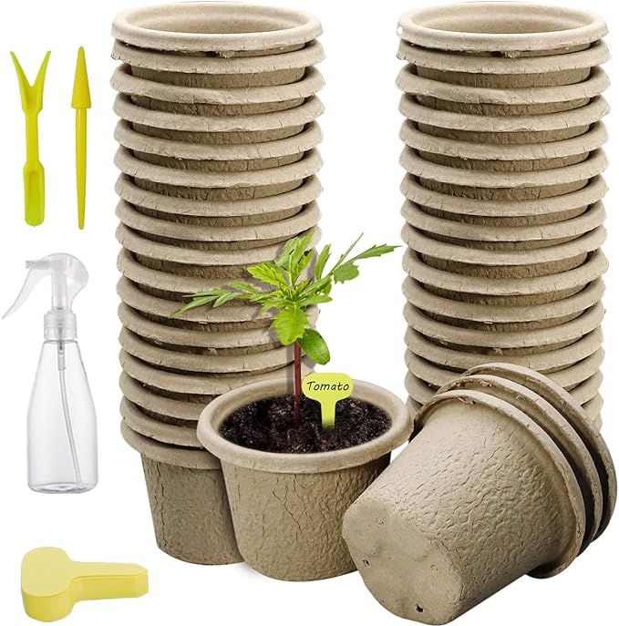 TCBWFY 4.5" Peat Pots for Seedlings Seed Starting Trays Pulp Plant Pots for Seedlings 30 Pack,See... | Amazon (US)