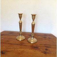 Vintage Brass Candlestick Pair Tall 15.5 | Etsy (US)