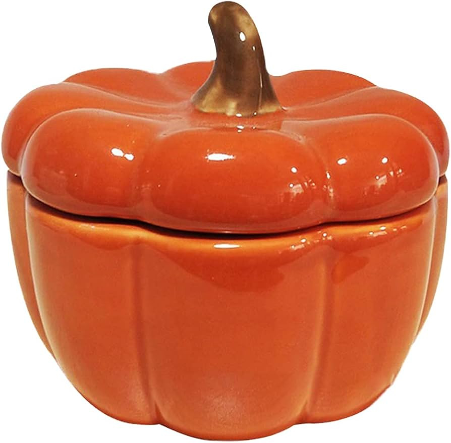 Uonlytech Halloween Pumpkin Tea Light Holder Ceramic Candlestick Cup Sugar Candy Bowl with Lid Sp... | Amazon (UK)