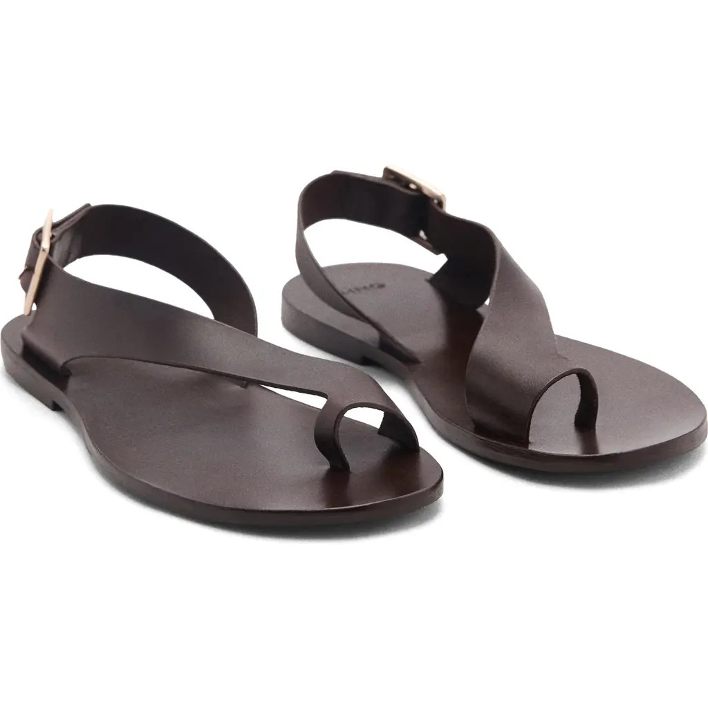 MANGO Toe Loop Flat Sandal in Chocolate at Nordstrom, Size 10 | Nordstrom