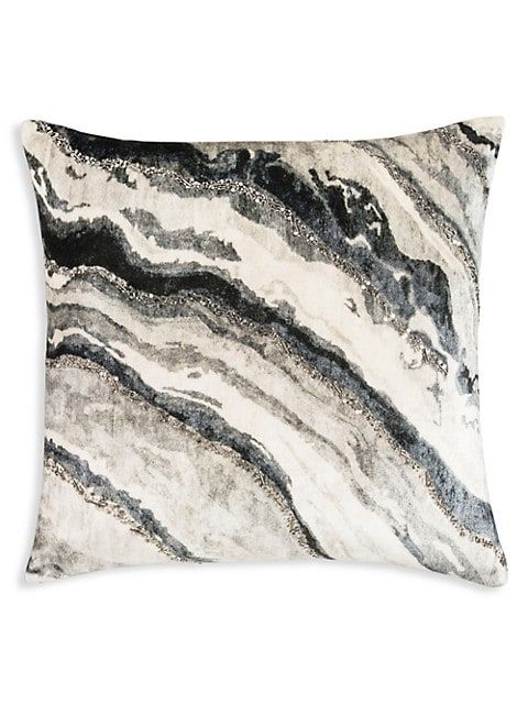 Callisto Home Onyx Distressed Marble Velvet Pillow | Saks Fifth Avenue