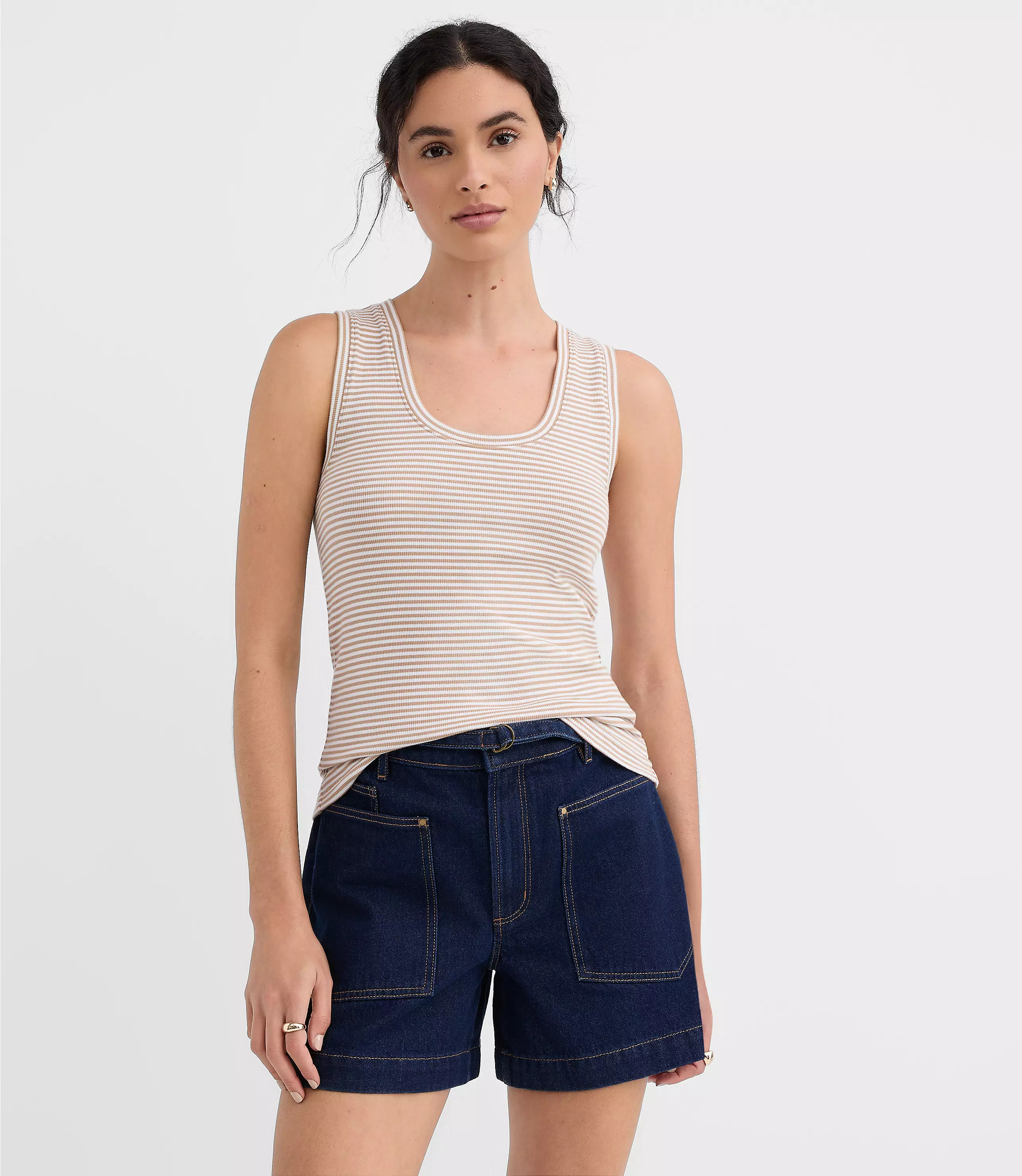 Stripe Perfect Ribbed Scoop Neck Tank Top | LOFT