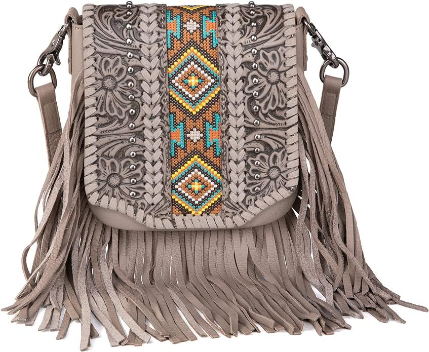 Montana West Genuine Leather Fringe Purse Western Crossbody Bag for Women | Amazon (US)