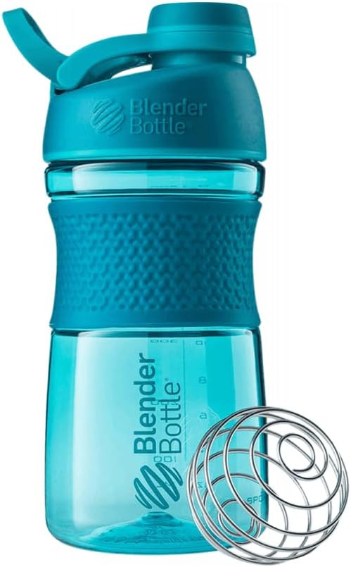BlenderBottle SportMixer Shaker Bottle Perfect for Protein Shakes and Pre Workout, 20-Ounce, Teal | Amazon (US)