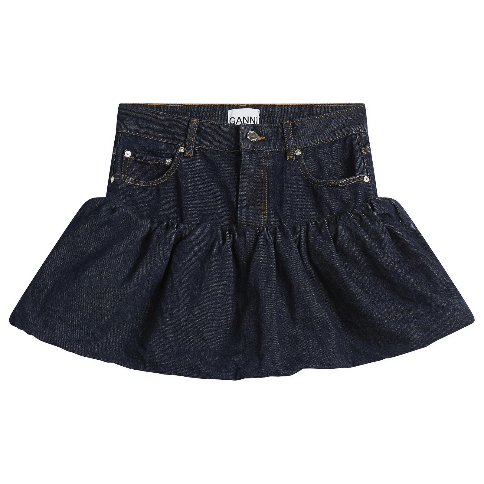 GANNI Women's Denim Bubble Mini Skirt in Rinse, Size EUR 40 | END. Clothing