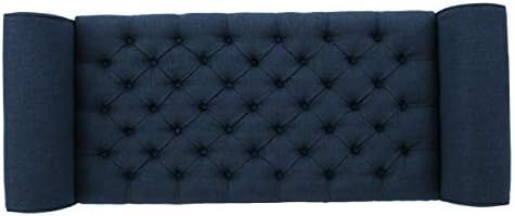 Charlemagne Dark Blue Tufted Fabric Armed Storage Bench | Amazon (US)