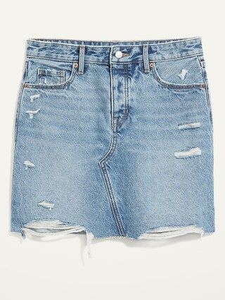 High-Waisted Button-Fly Cut-Off Jean Skirt for Women | Old Navy (US)