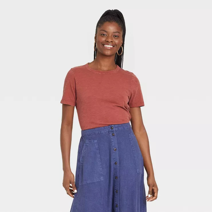 Women's Short Sleeve T-Shirt - Universal Thread™ Dark Red S | Target