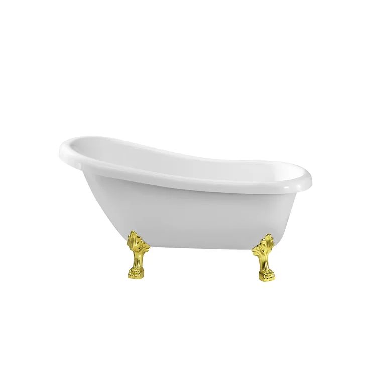N480GLD-IN-BL 61" x 28" Clawfoot Soaking Acrylic Bathtub | Wayfair North America