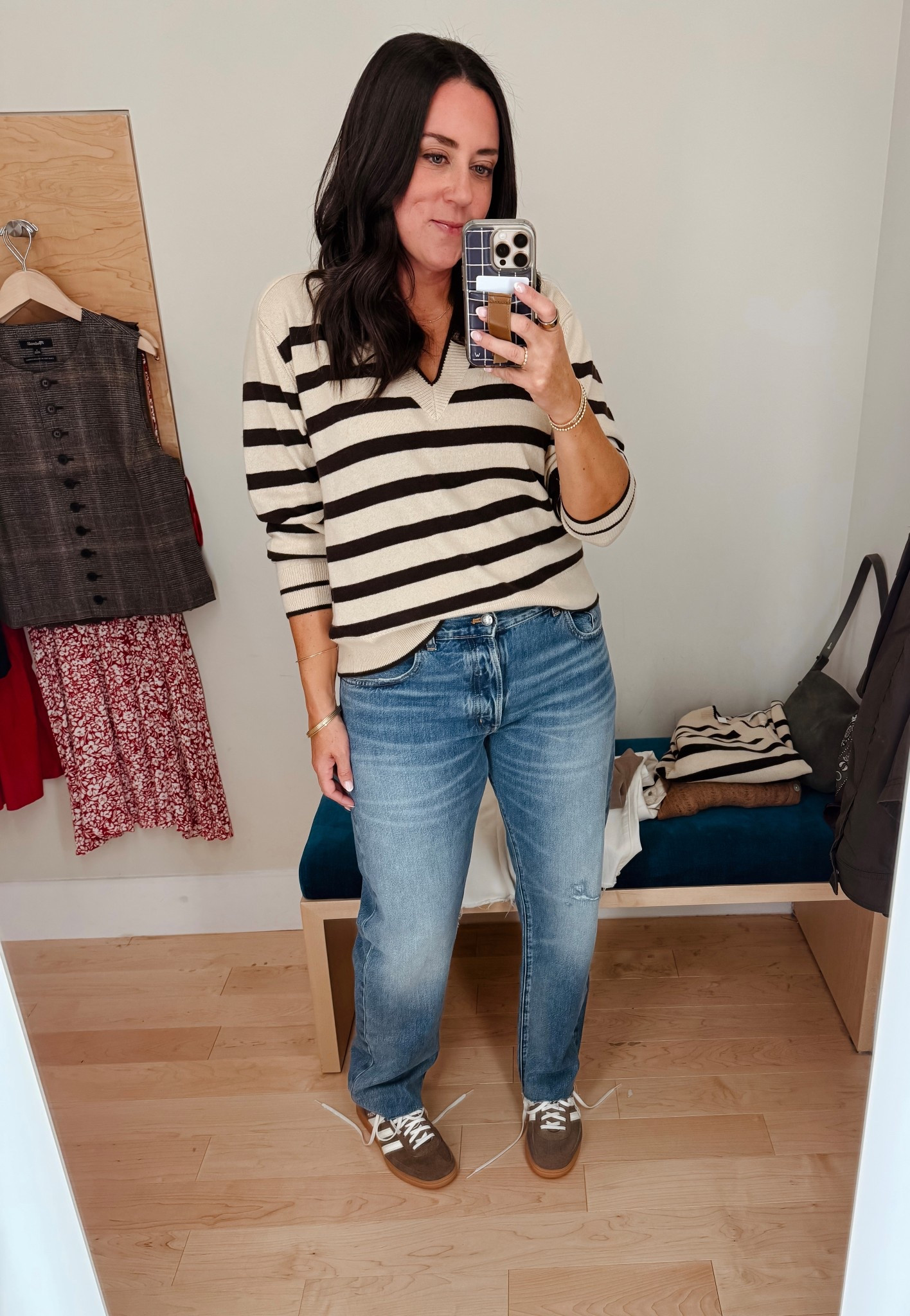 This sweater 😍🤩 checks all the boxes! 
Madewell cashmere in a brown stripe for the win!

#LTKFallSale #LTKStyleTip #LTKSeasonal