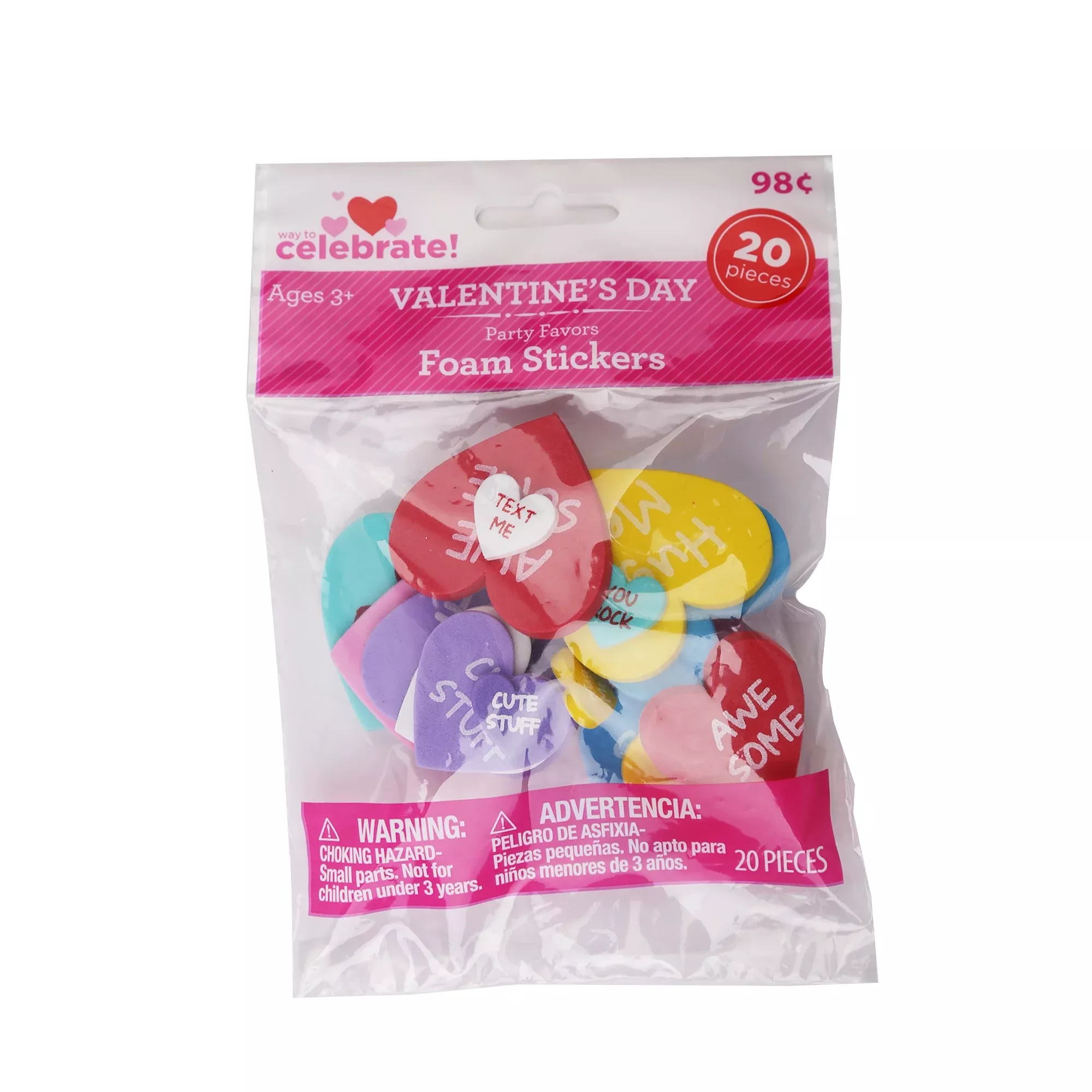 Valentine's Day Large Foam Hearts, 100ct.