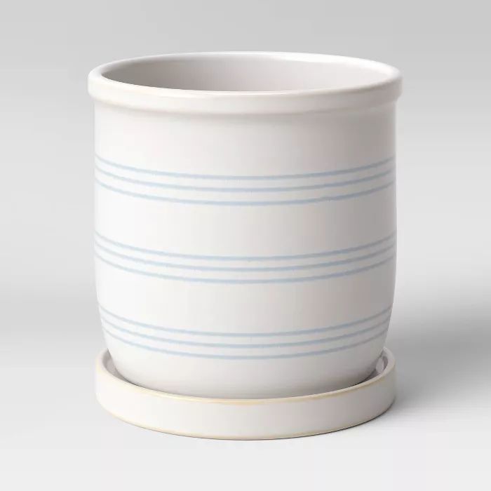 6" Stoneware Ceramic Lines Planter White - Threshold™ | Target