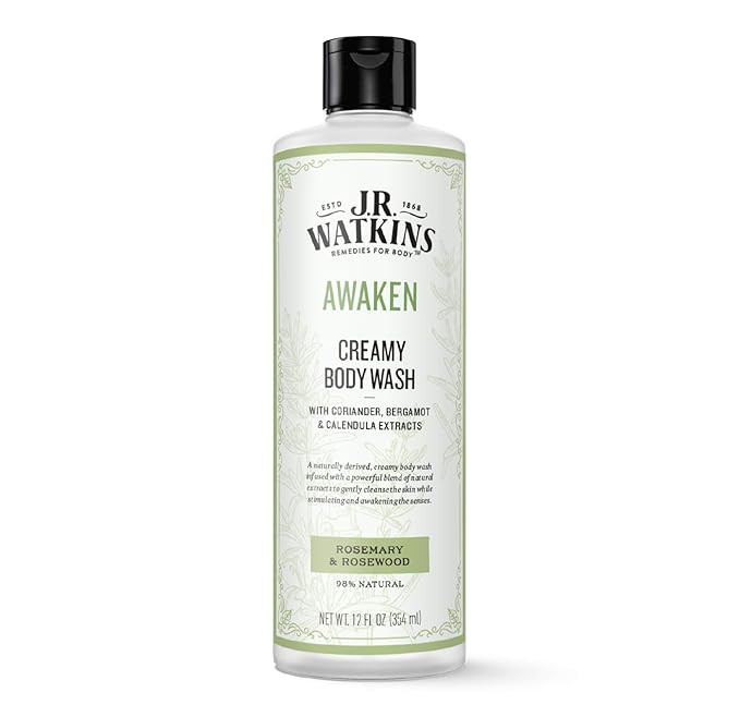 J.R. Watkins Awaken Creamy Moisturizing Body Wash, Natural Rosemary & Rosewood, 12 oz | Amazon (US)