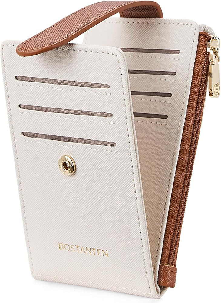 BOSTANTEN Slim Wallet Women RFID Blocking Card Holder Leather Bifold Wallet with Zipper Pocket Be... | Amazon (US)