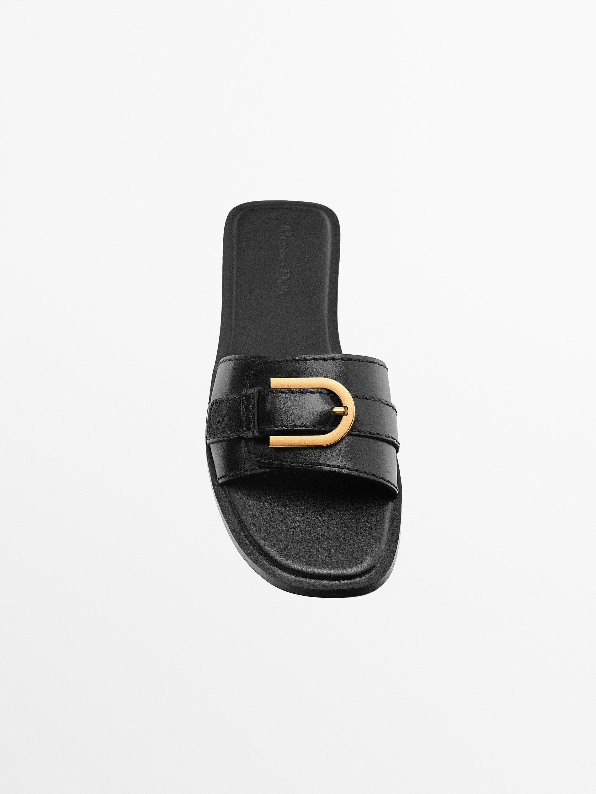FLAT LEATHER SANDALS | Massimo Dutti US