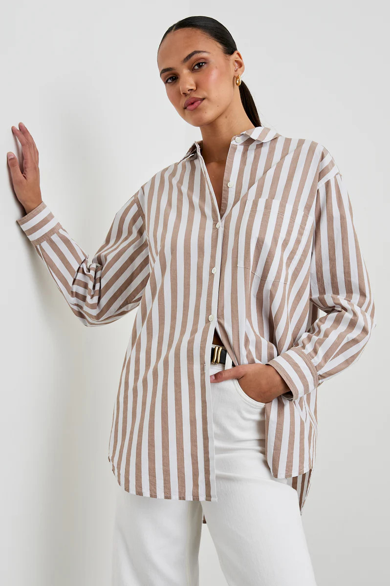 ELSA SHIRT - RUSSET WHITE STRIPE | Rails