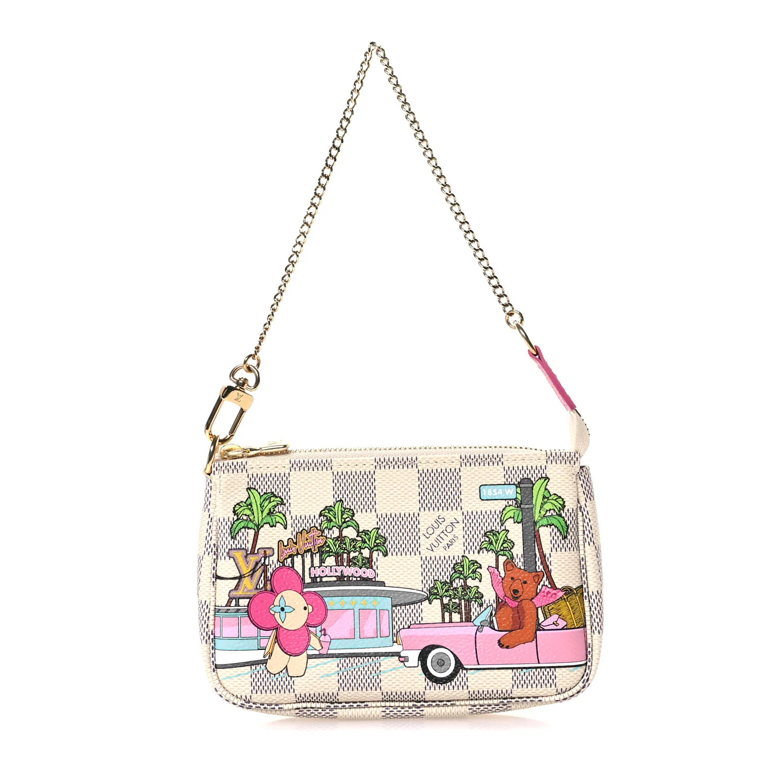 Damier Azur 2021 Christmas Animation Hollywood Mini Pochette Accessories Fuchsia | FASHIONPHILE (US)