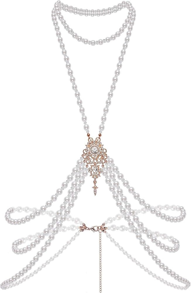 BABEYOND 1920s Pearl Body Chain for Evening Party Gatsby Imitation Pearl Chain for Flapper Costum... | Amazon (US)