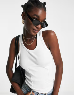 River Island corset detail vest top in white | ASOS (Global)