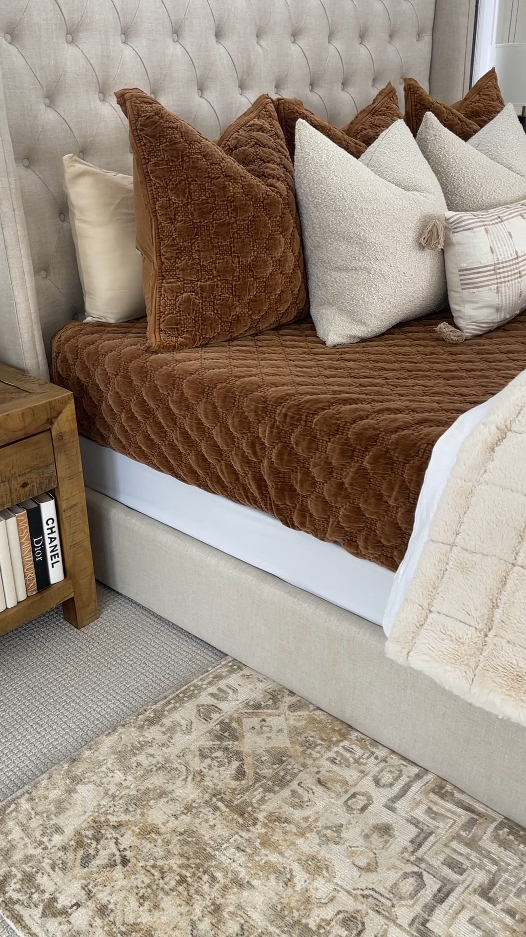 HOME \ cozy bedding for fall and winter 🤎🤍🤎 loving the velvet and faux fur quilts!

Bedroom decor
Amazon pillows
Bed 

#LTKSeasonal #LTKVideo #LTKHome