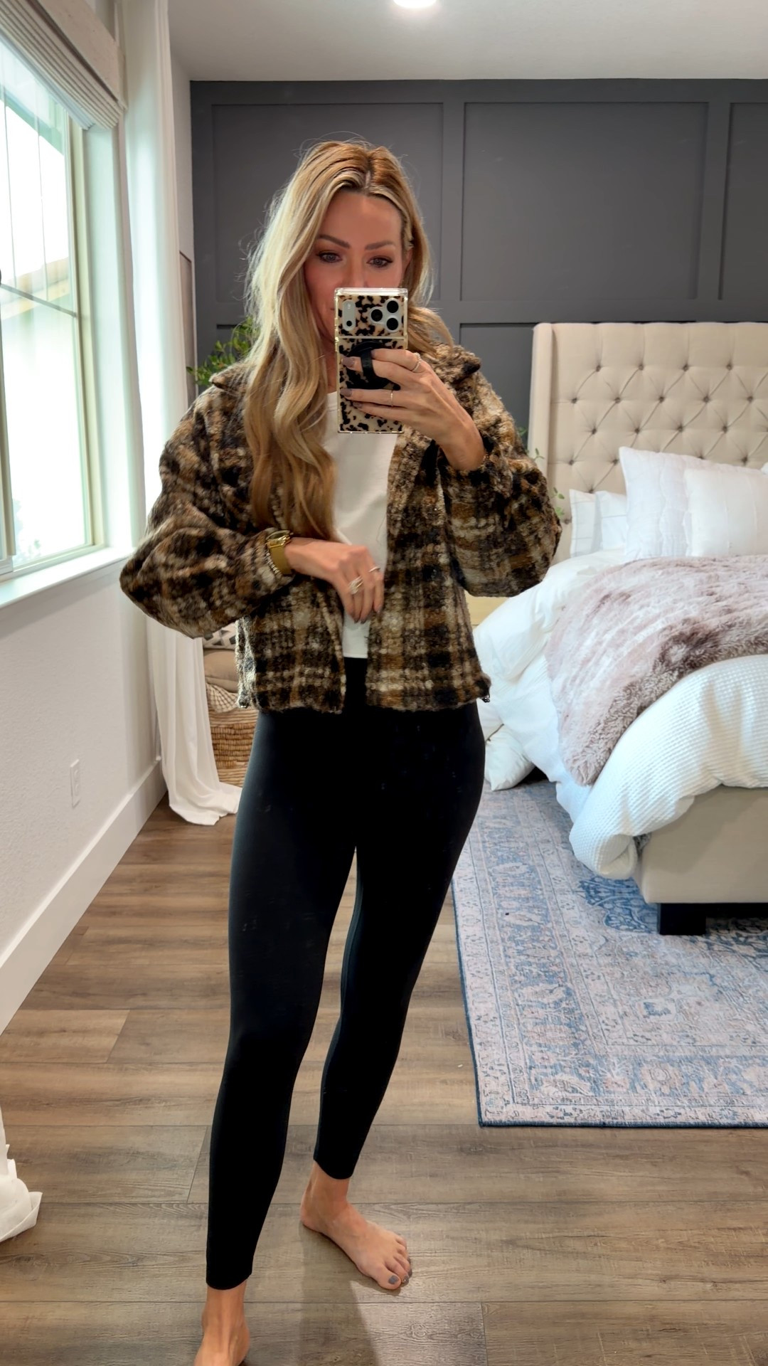 Must have Amazon jacket comes in several prints cropped wearing size small. Oversized cropped tea size small. Best black leggings seamless front size small.

#LTKootd #LTKmomlife #LTKFindsUnder50