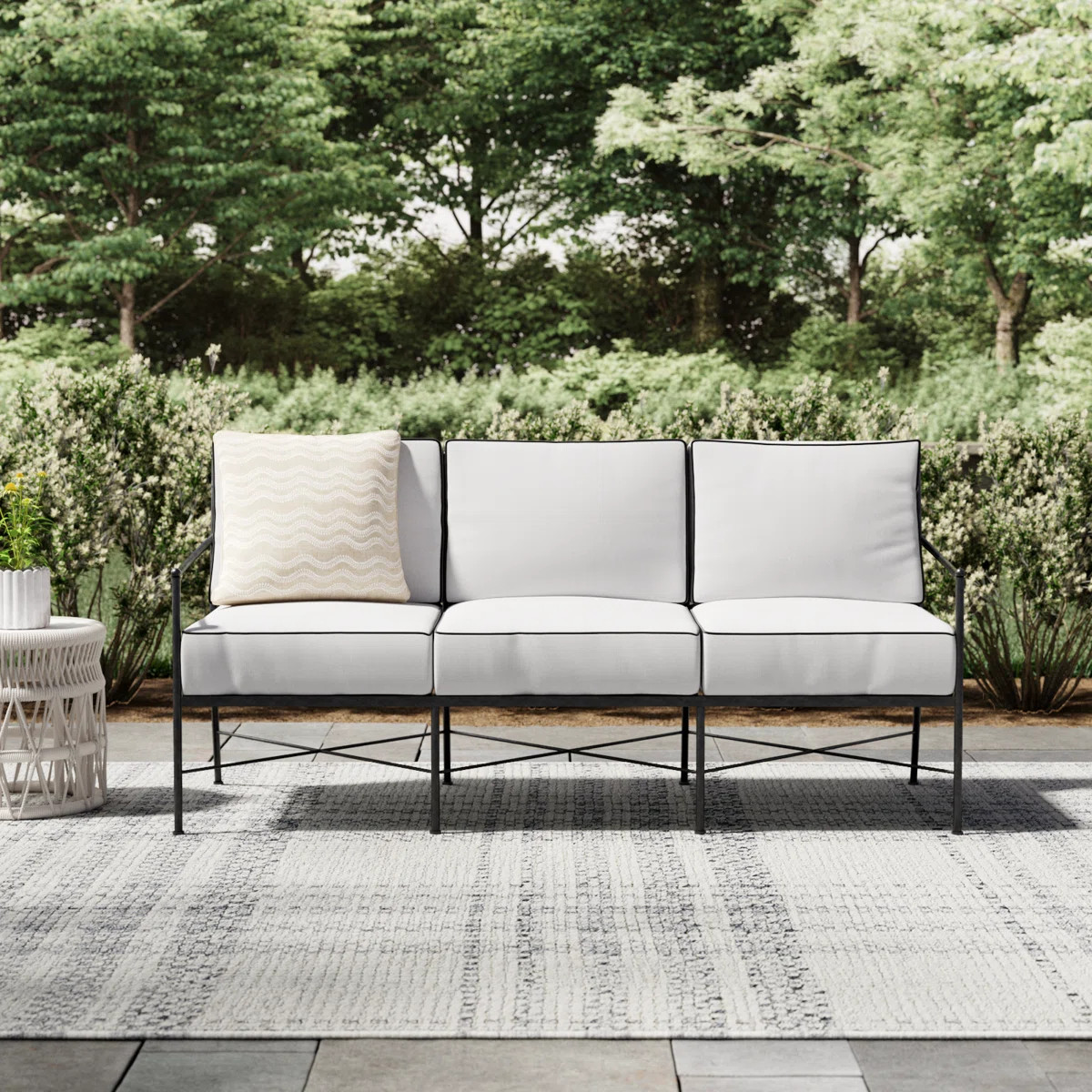Lucier 76" Wide Outdoor Patio Sofa with SunbCushions | Wayfair North America
