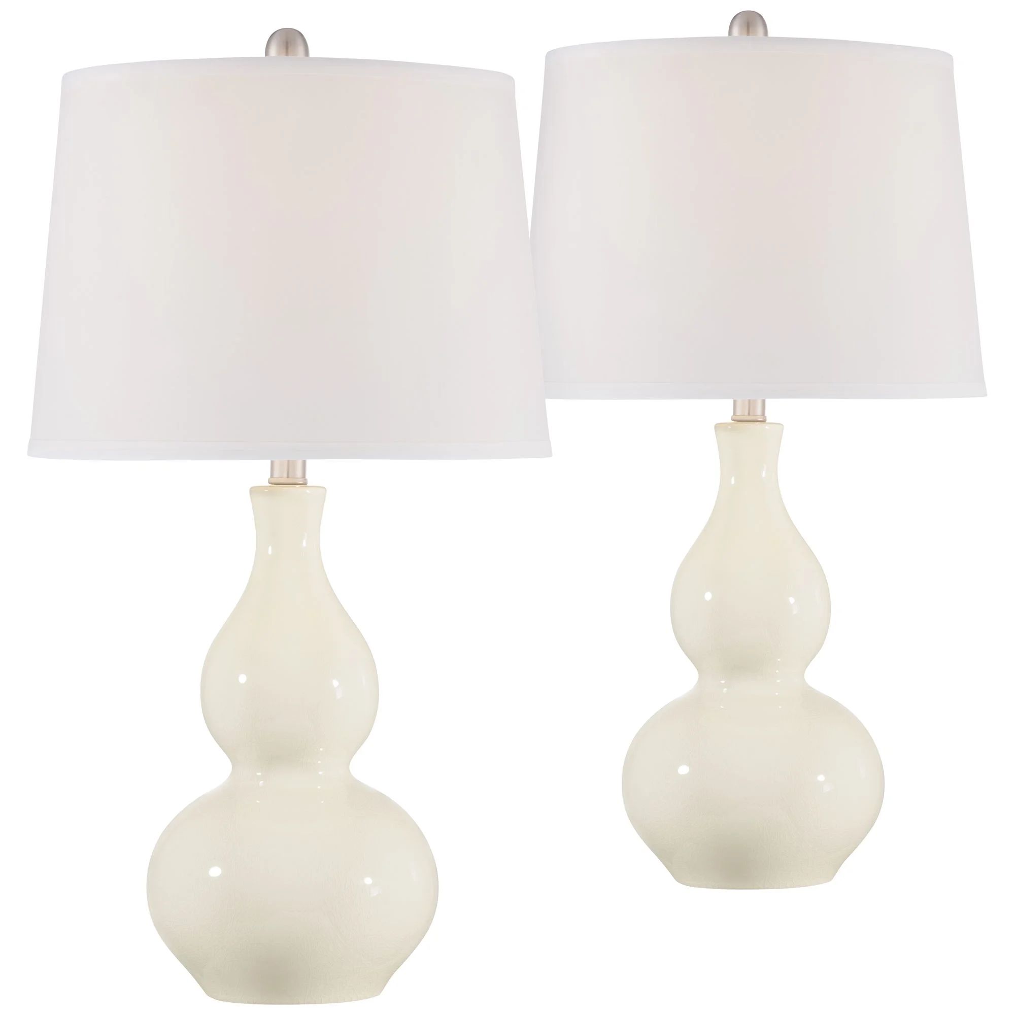 360 Lighting Mid Century Modern Table Lamps Set of 2 Cream Ceramic White Drum Shade for Living Ro... | Walmart (US)