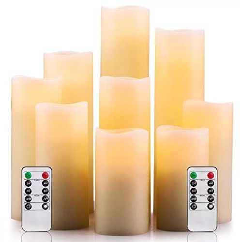 Enpornk Flameless Candles Battery Operated Candles 4" 5" 6" 7" 8" 9" Set of 9 Ivory Real Wax Pill... | Walmart (US)